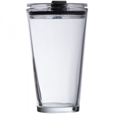 Logo trade promotional items image of: Glass mug with lid WATTENSCHEID 400 ml