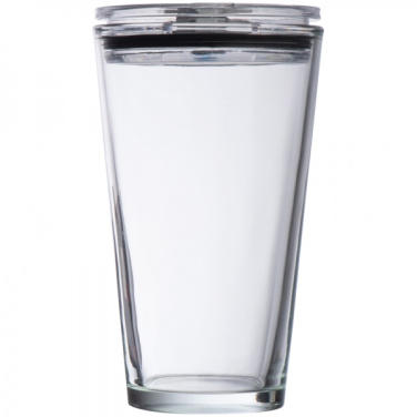 Logotrade corporate gift image of: Glass mug with lid WATTENSCHEID 400 ml