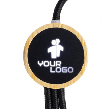 Logo trade advertising product photo of: 3-in-1 cable with elighted logo in a wooden casing, LH-ZMU06