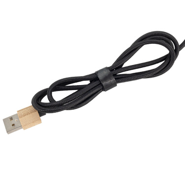 Logotrade advertising product image of: 3-in-1 cable with elighted logo in a wooden casing, LH-ZMU06