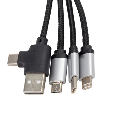 Logo trade corporate gift photo of: 4-in-1 cable with elighted logo in a wooden casing, LH-ZMU05