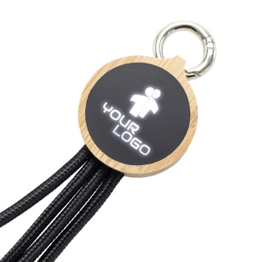 Logotrade promotional gifts photo of: 4-in-1 cable with elighted logo in a wooden casing, LH-ZMU05