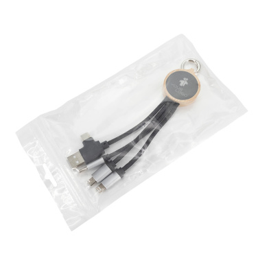 Logotrade promotional products photo of: 4-in-1 cable with elighted logo in a wooden casing, LH-ZMU05