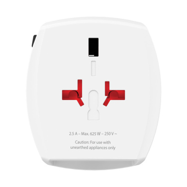 Logo trade promotional giveaways image of: SKROSS World Travel Adapter MUV 2-pole with USB A and C