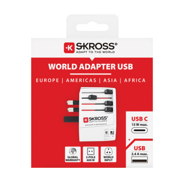 Logotrade promotional gifts photo of: SKROSS World Travel Adapter MUV 2-pole with USB A and C