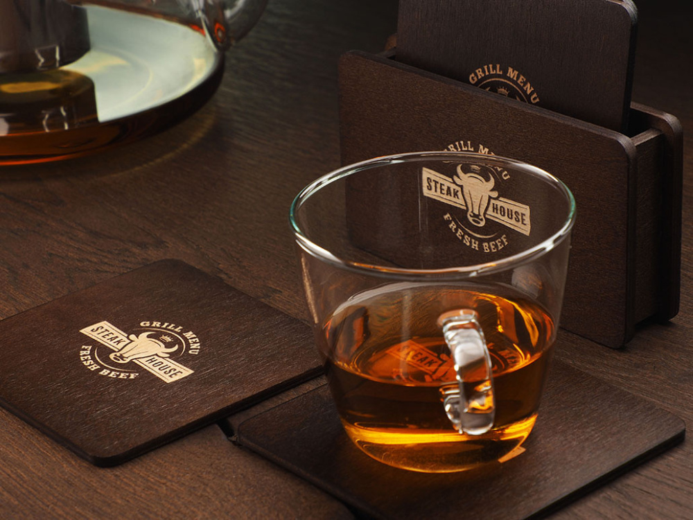 Logotrade promotional gift picture of: Wooden box with 4 coasters 1871121
