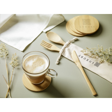 Logo trade promotional item photo of: Bamboo Coaster Set