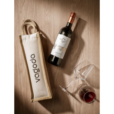 Logo trade promotional gifts image of: Jute Canvas Wine Bag