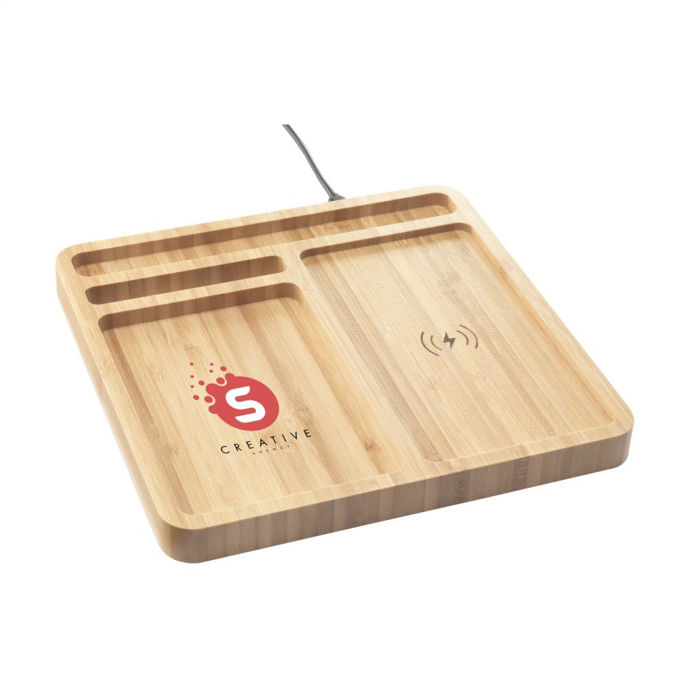 Logo trade business gifts image of: Bamboo Organizer charger