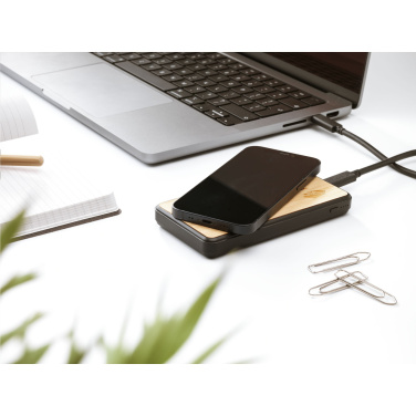 Logo trade advertising products picture of: Boru Bamboo RCS Recycled ABS Powerbank Wireless Charger