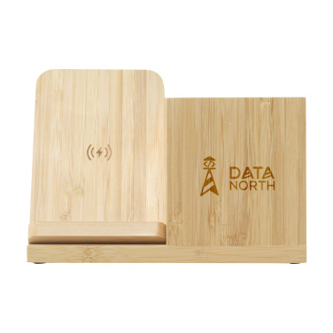 Logo trade promotional merchandise image of: Bamboo Boss 15W charger/pen holder