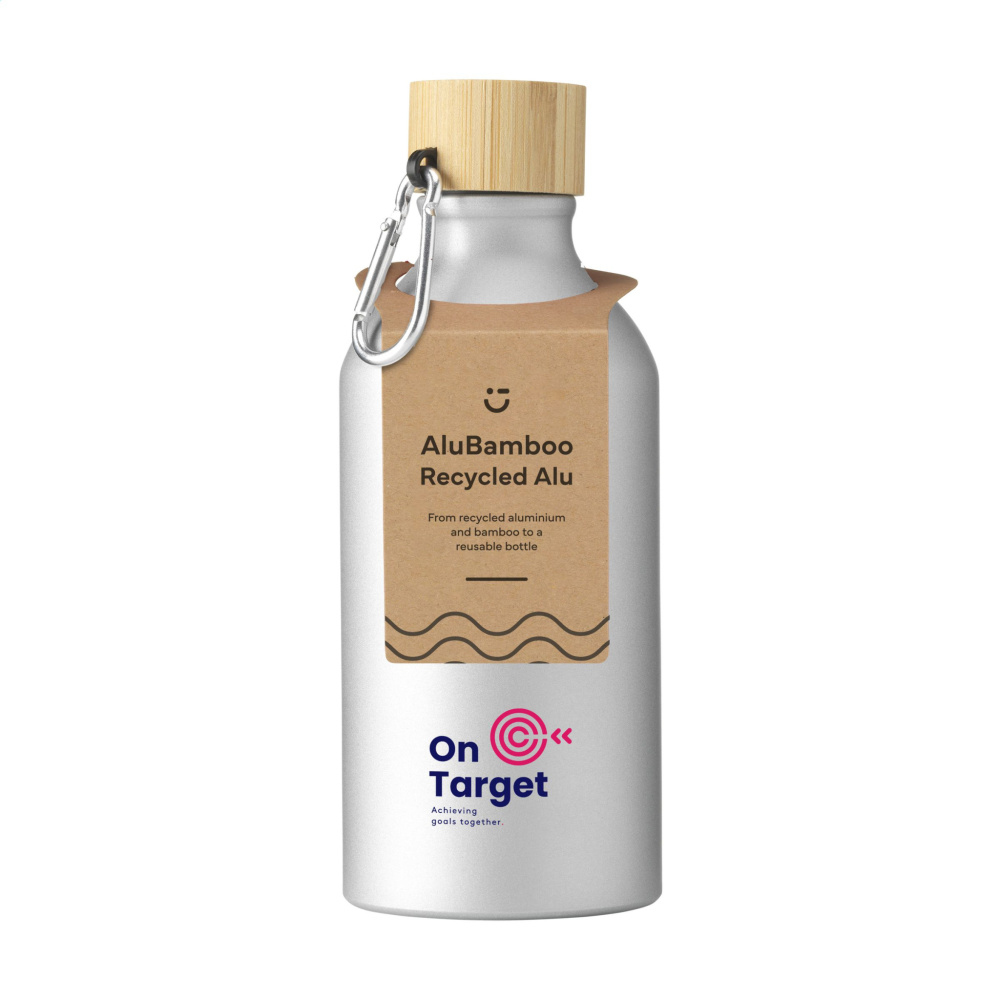 Logo trade corporate gifts picture of: AluBamboo GRS Recycled Alu 500 ml water bottle