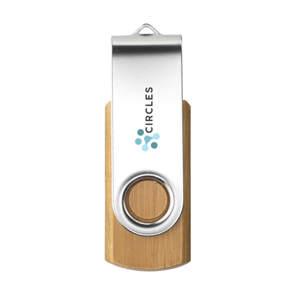 Logo trade promotional merchandise image of: USB Twist Bamboo from stock 16 GB