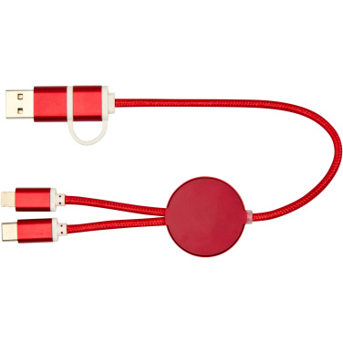 Logo trade advertising products picture of: Alasia 5-in-1 recycled aluminium and plastic 30 cm data sync and 27W fast charge cable