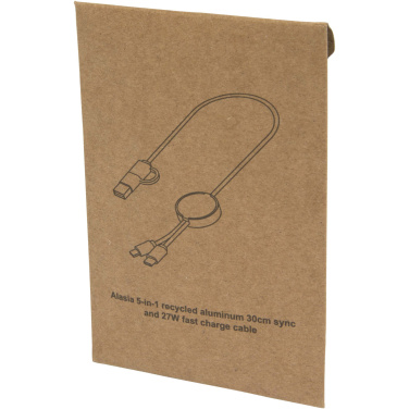 Logotrade promotional merchandise image of: Alasia 5-in-1 recycled aluminium and plastic 30 cm data sync and 27W fast charge cable