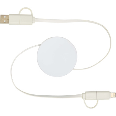 Logo trade business gift photo of: Citala 5-in-1 recycled plastic 90 cm retractable data sync and 40W fast charge cable