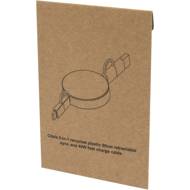 Logo trade promotional gifts picture of: Citala 5-in-1 recycled plastic 90 cm retractable data sync and 40W fast charge cable