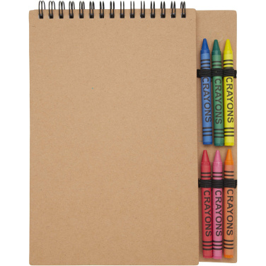 Logo trade promotional gifts image of: Doodle A5 spiral soft cover notebook and crayon set