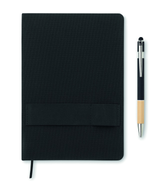 Logo trade corporate gift photo of: A5 RPET notebook with pen