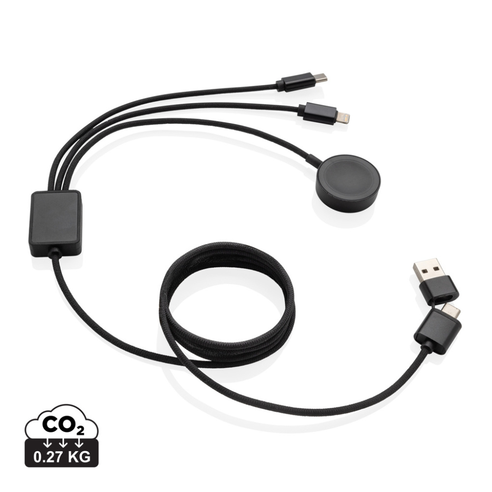 Logo trade corporate gifts picture of: Terra RCS rPET 6-in-1 charging cable with watch charger