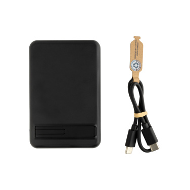 Logo trade promotional gifts image of: Zen RCS rplastic 5000 mah 5W magnetic bamboo powerbank