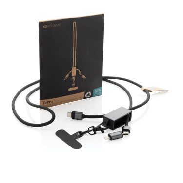 Logo trade promotional giveaways image of: Terra RCS recycled PET phone cord with dual charge cable