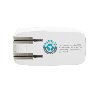 Logo trade promotional gifts image of: TravelCharge Pro RCS rplastic travel charger with USB C