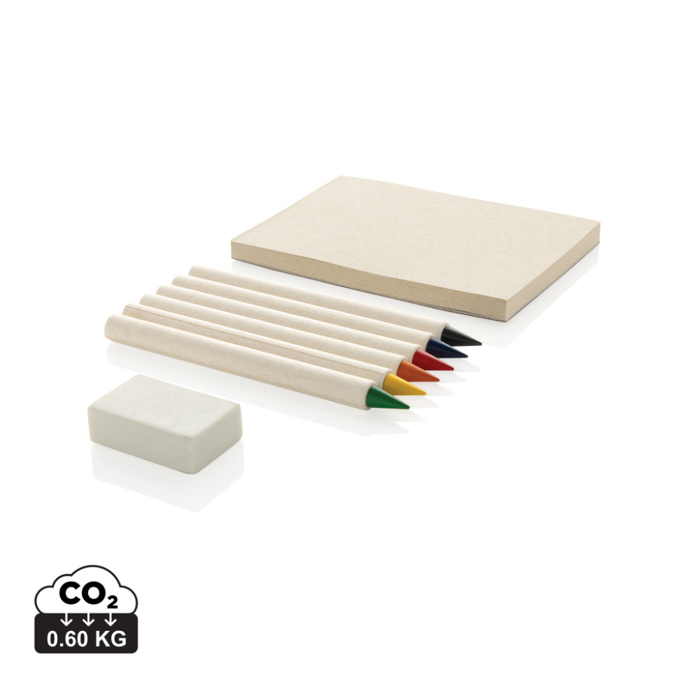 Logo trade promotional item photo of: Micki GRS infinity 6pc coloring pencil set with notepad