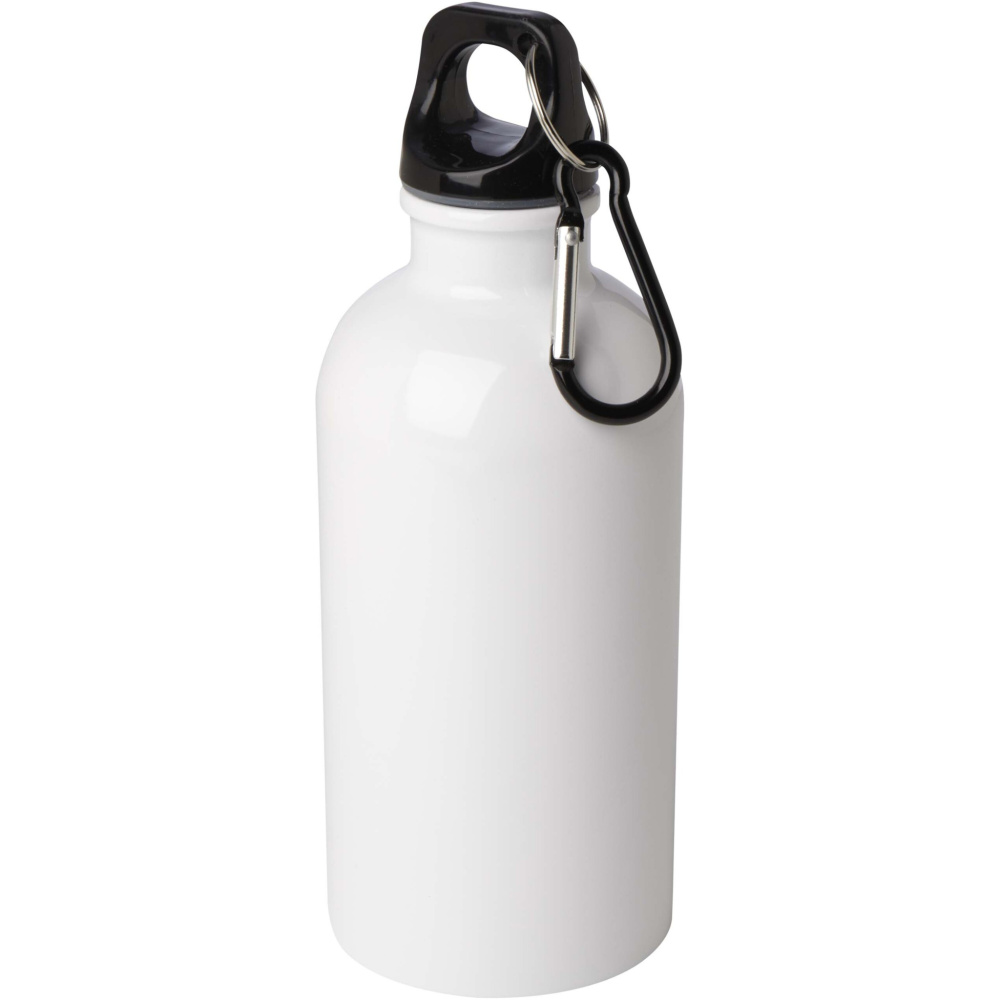 Logotrade promotional product picture of: Oregon 400 ml RCS certified single wall stainless steel water bottle with carabiner