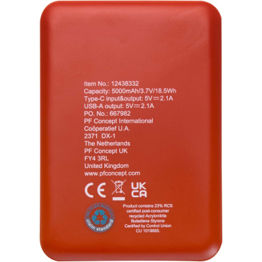 Logotrade promotional giveaways photo of: Asama 5000 mAh Type-C recycled plastic power bank