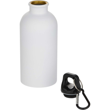 Logo trade promotional merchandise photo of: Oregon 400 ml matte RCS recycled single wall stainless steel water bottle with carabiner