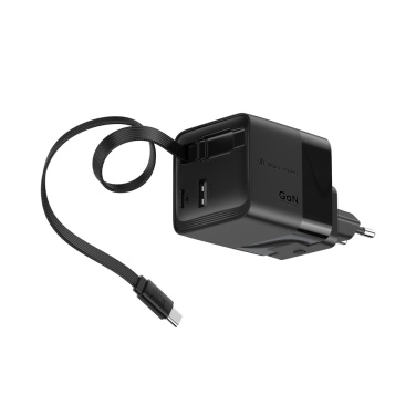 Logo trade promotional merchandise image of: Urban Vitamin Mendocino 65W GaN charger retractable cable