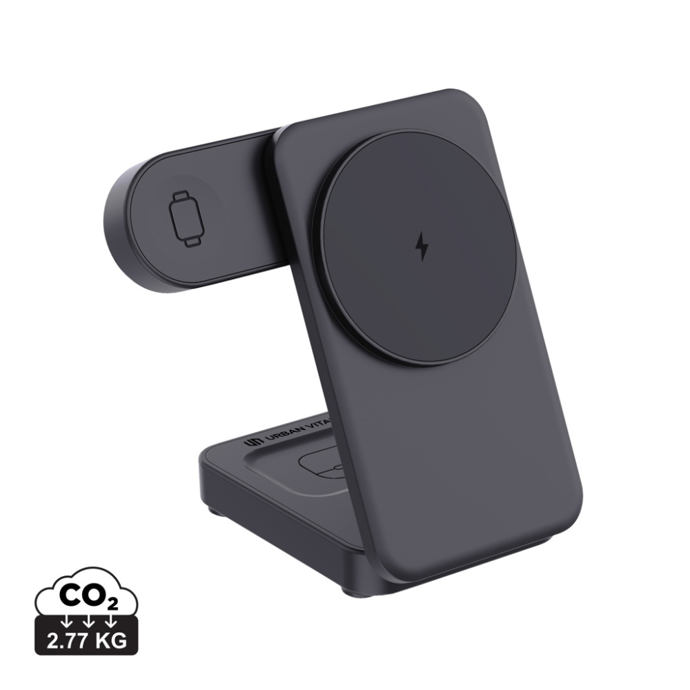 Logo trade promotional item photo of: Urban Vitamin Arcadia RCS rplastic 15W 3in1 magnetic charger
