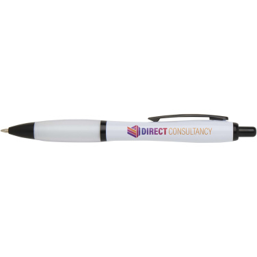 Logo trade promotional product photo of: Nash recycled plastic ballpoint pen with black trims (black ink)