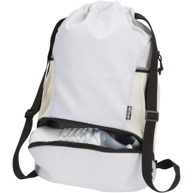 Logotrade promotional item picture of: Nomad GRS recycled sports drawstring bag with bottom compartment 18L