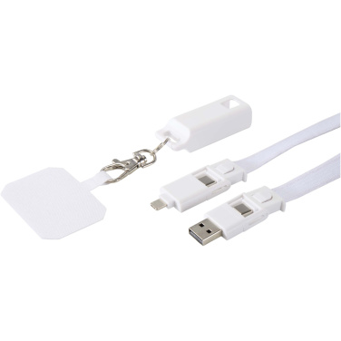 Logotrade promotional item image of: Franz recycled plastic smartphone lanyard with built-in data sync and 65W fast charge 5-in-1 cable