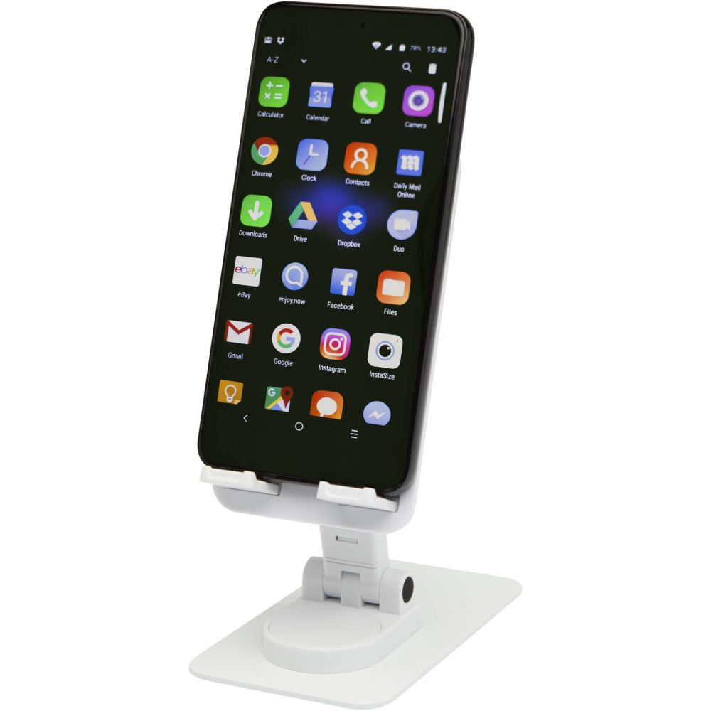 Logotrade advertising product image of: Alhena recycled plastic foldeable phone holder with metal desk stand
