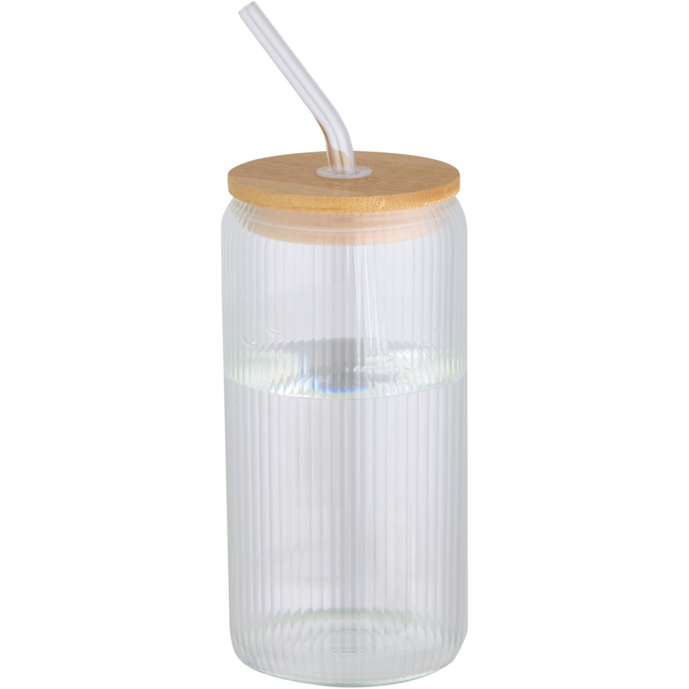 Logotrade promotional gift image of: Mirage 500 ml single-walled borosilicate glass jar with bamboo lid