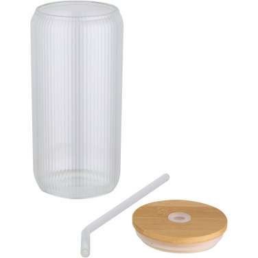 Logotrade promotional product picture of: Mirage 500 ml single-walled borosilicate glass jar with bamboo lid
