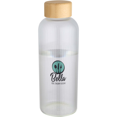 Logo trade promotional items image of: Mirage 650 ml single-walled borosilicate glass bottle with bamboo lid