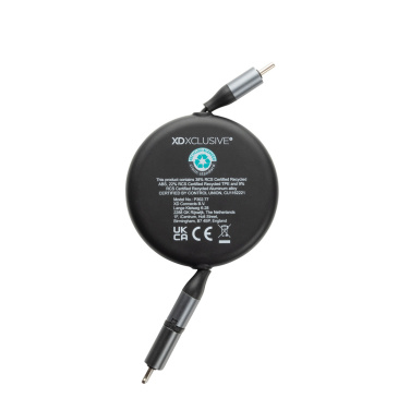 Logo trade advertising products image of: Terra RCS recycled aluminium retractable 240W 2-in-1 cable