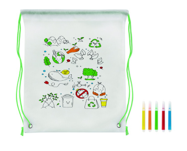Logo trade promotional giveaways image of: Non woven kids bag with pens