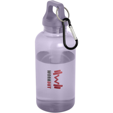 Logotrade promotional merchandise picture of: Oregon 400 ml RCS certified recycled plastic water bottle with carabiner