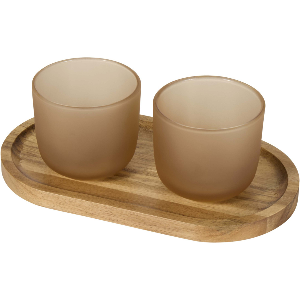 Logotrade promotional merchandise picture of: Male wooden serving tray and glass cups set