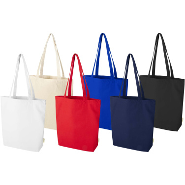 Logo trade promotional giveaways image of: Odisha 180 g/m² OCS organic wide bottom tote bag 11L