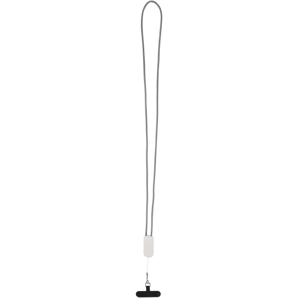 Logotrade promotional merchandise picture of: Anser recycled plastic smartphone lanyard with 27W 5-in-1 built-in cable