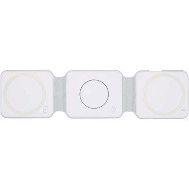 Logo trade promotional items image of: Armus 3-in-1 15W recycled plastic foldable wireless charger