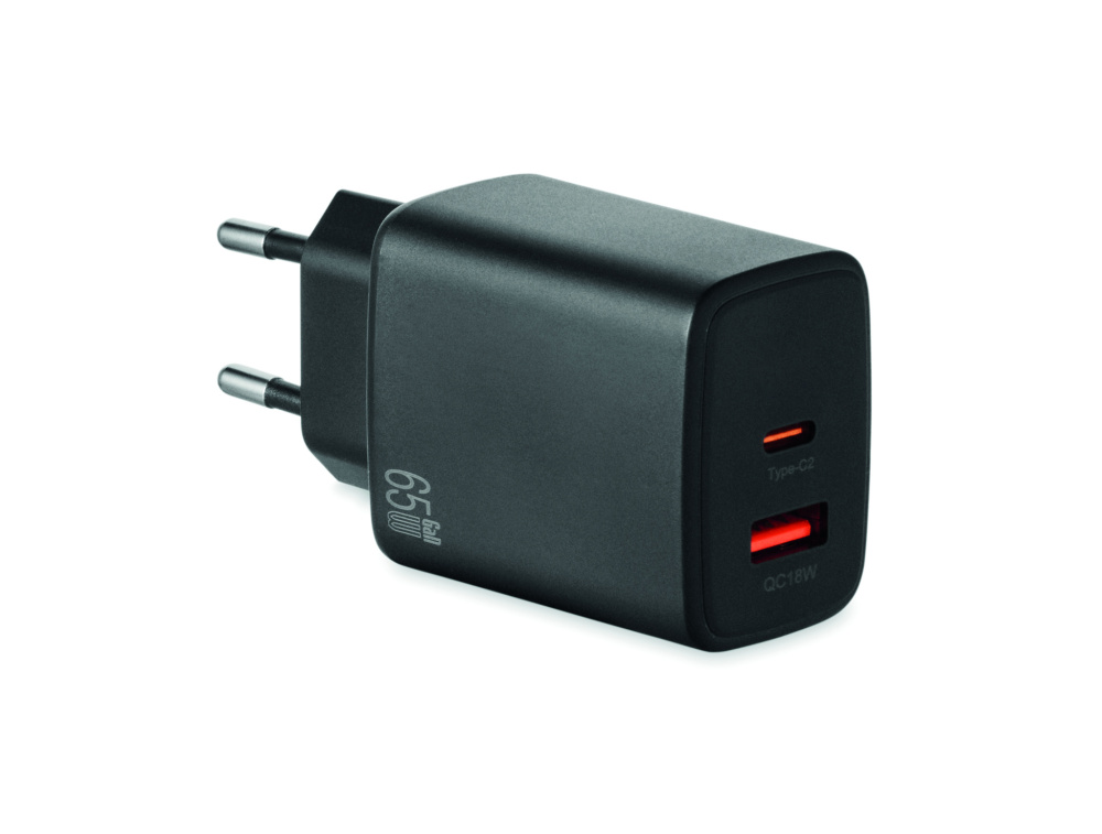 Logo trade promotional gifts image of: EU 2-pole wall adapter/charger