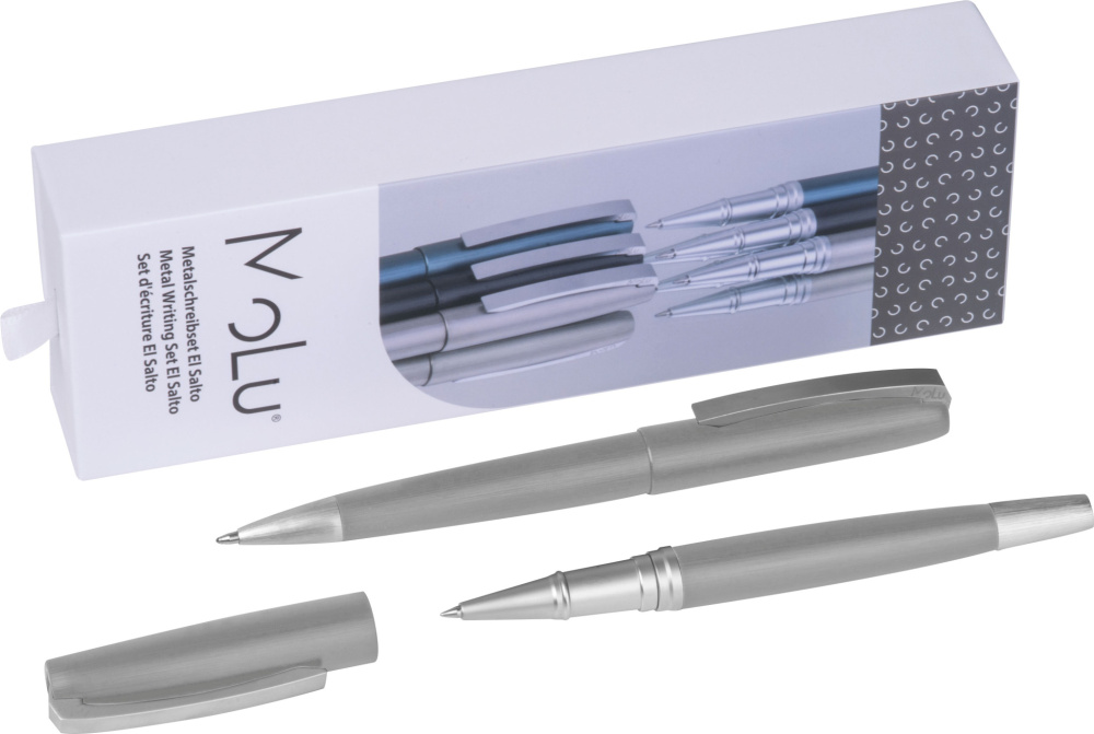 Logo trade promotional merchandise photo of: Metal writing set El Salto MoLu