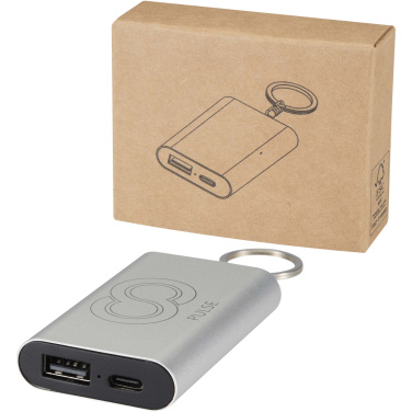Logo trade business gift photo of: Arcturus 2000 mAh recycled aluminium power bank with keychain